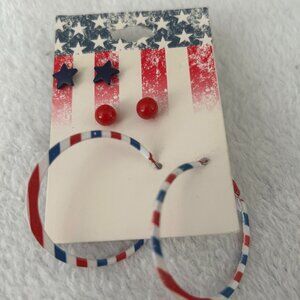 American Graphic Dangle Earrings set of 3 Womens Fashion Jewelry US accessories